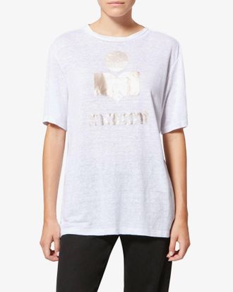Isabel Marant Zewel Tee Shirt In White/light Gold