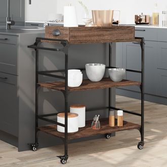 vidaXL Vidaxl - Carrito De Cocina Madera Ingenier&iacute;a Marr&oacute;n Roble 81,5x41x92,5cm