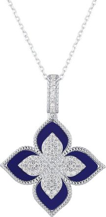 Suzy Levian Suzy Levian Silver Cz Flower Clover Dangle Necklace