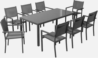 Sweeek Mesa De Jard&iacute;n De Aluminio, 8 Sillas De Textileno