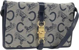 Celine Pre-owned Cross Body Bags, female, Blue, Size: ONE SIZE Pre-owned Vintage Canvas Shoulder Bag