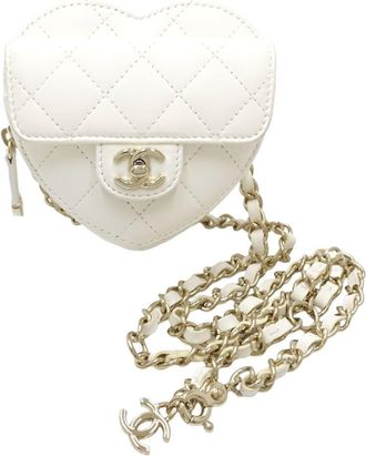 Chanel White Leather Fanny Pack Sling Bag (Pre-Owned)