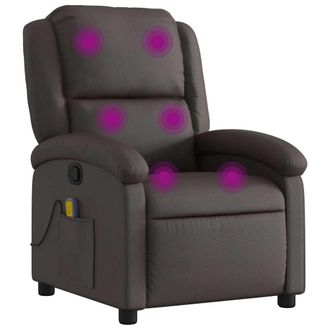 vidaXL Vidaxl - Sill&oacute;n De Masaje El&eacute;ctrico Cuero Aut&eacute;ntico Marr&oacute;n Oscuro