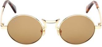 Max Mara 48mm Small Round Sunglasses in Deep Gold /Roviex Mirror at Nordstrom
