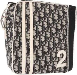 Dior Pre-owned Vintage PVC Trotter Canvas Shoulder Bag - Dames - Vintage Schoudertas - Zwart - ONE Size - Leer - Vintage