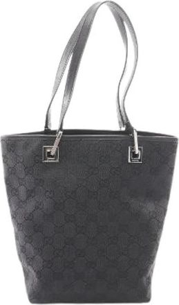 Gucci Pre-owned GG Canvas Tote Bag - Dames - Vintage Shopper - Zwart - ONE Size - Leer - Vintage