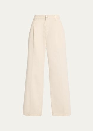 Brunello Cucinelli Garment Dye Straight-Leg Ankle Pants