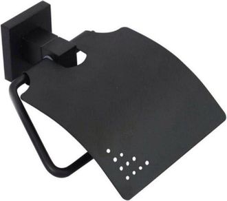 Trade Shop Trade Shop - Porta Rotolo Carta Igienica A Muro Con Coperchio Basculante Acciaio Nero 79981