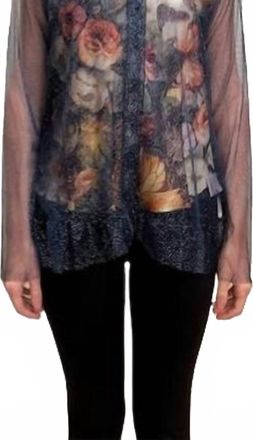 Johnny Was Mazzy Button-Down Ruffle Shirt In Teyros Scarf