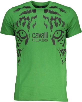 Cavalli Print Logo Korte Mouw Tee - Heren - T-shirts - Groen - 2XL - Tops