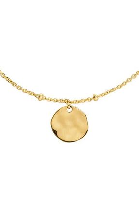 Monica Vinader Siren Muse Hammered Disc Pendant Station Necklace in 18K Gold Vermeil at Nordstrom