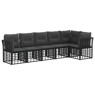 vidaXL Conjunto De Sof&aacute;s De Jard&iacute;n 6 Uds. Negro Rat&aacute;n Sint&eacute;tico Vidaxl