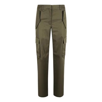Burberry Slim-fit Trousers, female, Green, Size: 2XS Check Trim Gabardine Cargo Trousers