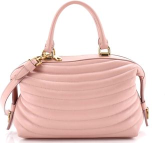 Ferragamo Convertible Top Handle Bowling Bag Quilted Leather