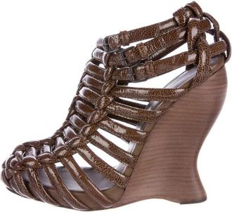 Bottega Veneta bBrown intrecciato caged wedges Size 37