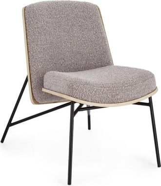 Konte Design Sill&oacute;n de tela efecto boucl&eacute; gris t&oacute;rtola y patas de acero negro