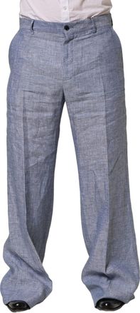 Dolce & Gabbana Mens Linen Dress Trousers Blue
