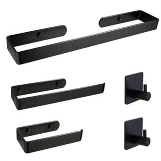 OEM Estanter&iacute;a De Ba&ntilde;o De 5 Piezas, Toallero De Ba&ntilde;o Negro, Con Ganchos, Portarrollos De Papel De Cocina, Soporte Para Rollos De Papel De Cocina -crezuo