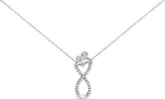 House of Brilliance Sterling Silver 1/4 Cttw Diamond Infinity Motif Pendant Necklace