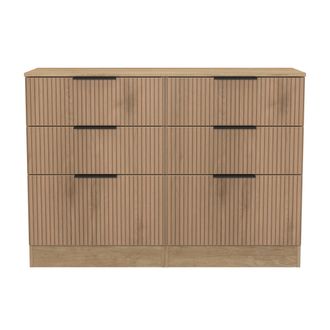 Welcome Furniture Alaska Ready Assembled 6 Drawer Wide Chest in Slat Effect & Nebraska Oak - Welcome Furniture | TJ Hughes