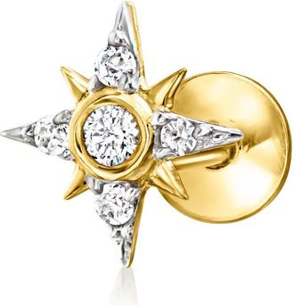 RS Pure by Ross-Simons Diamond Star Single Flat-Back Stud Earring in 14kt Yellow Gold