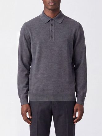 KANGRA Polo a manica lunga in lana merino extrafine con colletto a costine