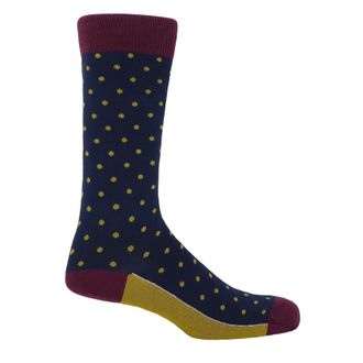 Peper Harow Pin Polka Mens Socks - Denim