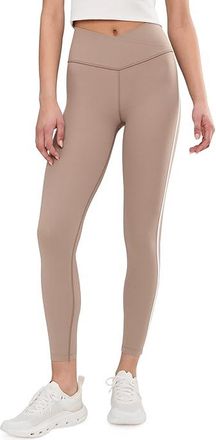 SPLITS59 Mia Rigor Legging W/ Stripe Womens Workout Latte/White : XS, Nylon/Spandex