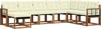vidaXL Conjunto De Sof&aacute;s De Exterior 8 Uds. Natural Y Crema Vidaxl