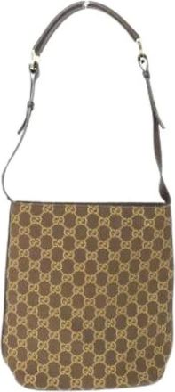 Gucci Pre-owned Shoulder Bags, female, Brown, Size: ONE SIZE Pre-owned Canvas Shoulder Bag