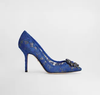 Dolce & Gabbana Lace Rainbow Pumps With Brooch Detailing - Woman Pumps And Slingback Blue Lace 37.5