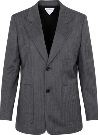 Bottega Veneta Grey Wool Chevron Jacket