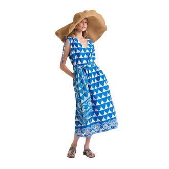 Maliparmi Midi Dresses, female, Blue, Size: 2XL Optical Broderie Dress