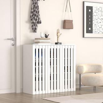Home Source Industries Shoe Storage Cabinet 3 Door with Adjustable Shelves Entryway Organiser in White