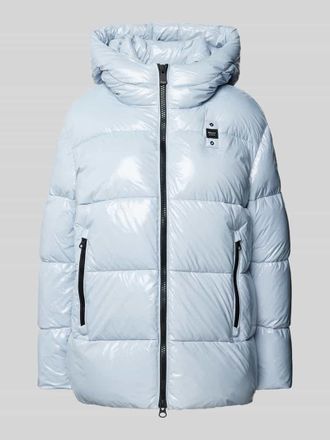 Blauer Steppjacke mit Label-Detail in Hellblau, Gr&ouml;&szlig;e S