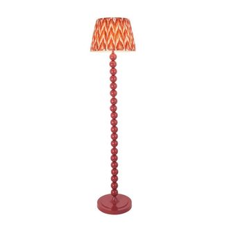 Netlighting Higgledy Gloss Pink Floor Lamp Orange Fabric Zigzag Shade 35cm E27