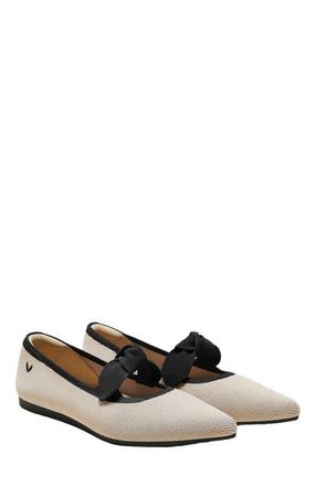 Vivaia Pointed-Toe Bow Flats in Almond Black at Nordstrom, Size 10
