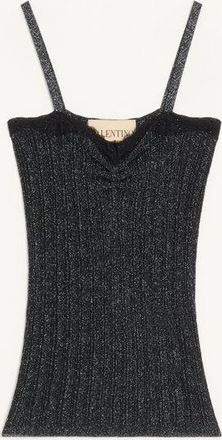 Valentino Top In Maglia Di Lurex Donna NERO/SILVER XL