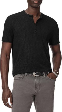 John Varvatos Egon Texture Knit Short Sleeve Henley in Black at Nordstrom, Size Xx-Large