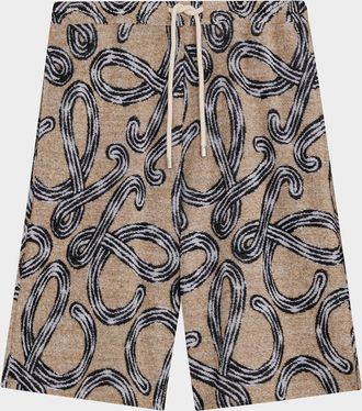 Loewe x Paula & apos;s Ibiza Men & apos;s Cotton-Terry Logo Script Shorts