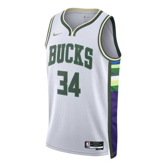 Nike Dri-FIT NBA Milwaukee Bucks Giannis No.34 Jersey White DB4035-100