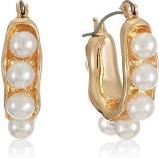 Ettika Baby Faux Pearl Hoop Earrings in Gold at Nordstrom Rack