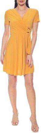 Tash And Sophie O-Ring Faux Wrap Jersey Dress in Mustard at Nordstrom Rack, Size X-Large