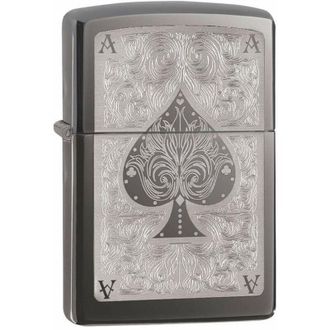 Zippo Accendino Zippo Ace Filigree 28323, Accendino Antivento Ricaricabile Zippo Realizzato in Metallo con Caratteristico click Zippo Color Argento, Made