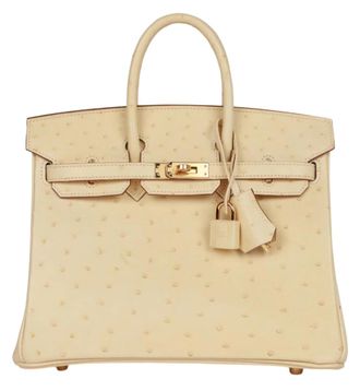 Herm&egrave;s Herm&egrave;s Birkin 25 Autruche Vanille Gold Hardware