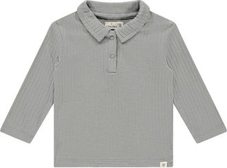 Babyface Ribbed Polo Long Sleeve Shirt in Steel at Nordstrom, Size 9M