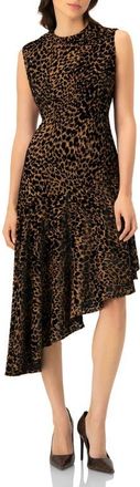 Ivonne Asymmetric Animal Print Dress in Black at Nordstrom, Size 14