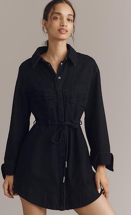AMUR Clea Long-Sleeve Denim Mini Shirt Dress