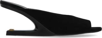 Balmain Wedges, female, Black, Size: 8 1/2 US Suede Wedge Mules