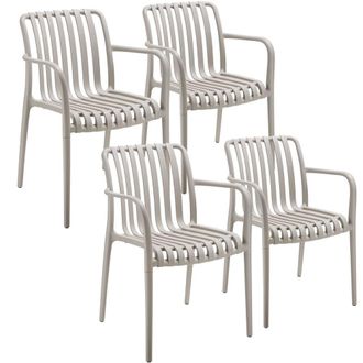 TecTake Garden Chairs Alcudia in Taupe | Size: 4 Person